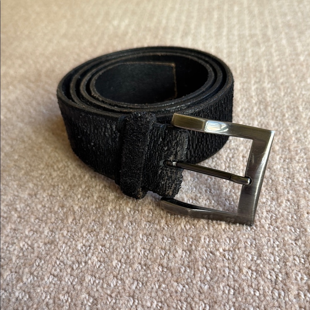 Bill Lavin from the Soft Collection Black Leather Belt with Solid Brass Buckle